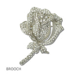 Pave Crystal Rose Flower Brooch PIN