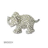 Pave Crystal Elephant Brooch PIN