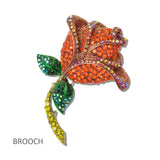 Pave Crystal Rose Flower Brooch PIN