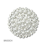 Pearl and Rhinestone Round Brooch PIN