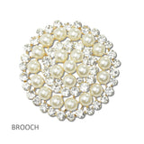 Pearl and Rhinestone Round Brooch PIN - view 2