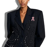 Sparkling Pink Awareness Ribbon Brooch PIN - view 2