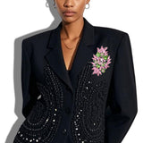 Sorority Crystal Floral Statement Brooch PIN