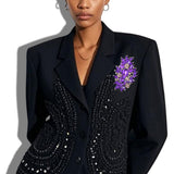 Crystal Flower Statement Brooch PIN - view 2