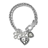 Filigree Heart and Cross Charm Bracelet