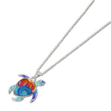 Abstract Enameled SEA Turtle Pendant Necklace - view 2