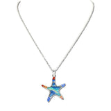 Abstract Enameled Starfish Pendant Necklace