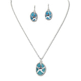 Blue Lucite Stone Starfish Charm Pendant Necklace