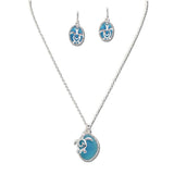 Blue Lucite Stone SEA Turtle Charm Pendant Necklace
