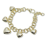 107715, 14K GOLD PLATED PUFFY HEART CHARM DESIGNER INSPIRED BRACELET