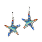 Abstract Enameled Starfish Drop Earrings