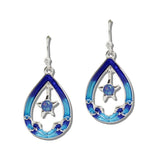 Enamel Teardrop Starfish Drop Earrings