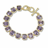 107842, 14K GOLD PLATED RECTANGLE CUBIC ZIRCONIA ACCENT DESIGNER INSPIRED TOGGLE BRACELET