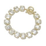 107842, 14K GOLD PLATED RECTANGLE CUBIC ZIRCONIA ACCENT DESIGNER INSPIRED TOGGLE BRACELET