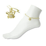 Stainless Steel Pave Crystal Crab Charm Link Anklet