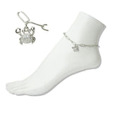 Stainless Steel Pave Crystal Crab Charm Link Anklet - view 2