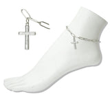 Stainless Steel Mother of Pearl Cross Charm Link Anklet - view 2