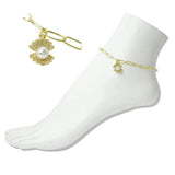 Stainless Steel Pearl Seashell Charm Link Anklet