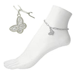 Stainless Steel Pave Butterfly Charm Link Anklet - view 2