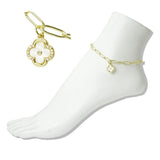 Stainless Steel MOP Clover Charm Link Anklet