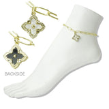 Stainless Steel MOP Clover Charm Link Anklet
