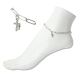 Stainless Steel Double Cross Charm Link Anklet - view 2