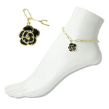 Stainless Steel Enamel Rose Charm Link Anklet