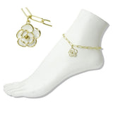 Stainless Steel Enamel Rose Charm Link Anklet - view 2