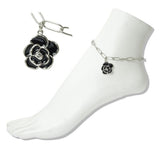 Stainless Steel Enamel Rose Charm Link Anklet - view 3