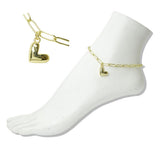Stainless Steel Bubble Heart Charm Link Anklet