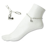 Stainless Steel Bubble Heart Charm Link Anklet - view 2