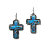 Western Turquoise Cross Drop Earrings