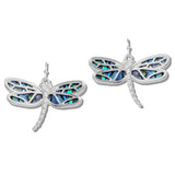Abalone and MOP Shell Dragonfly Drop Earrings
