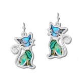 MOP and Abalone Shell CAT Drop Earrings