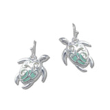 Lucite Stone Filigree SEA Turtle Drop Earrings