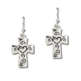 Filigree Heart Cross Drop Earrings - view 2