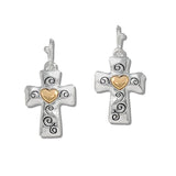 Filigree Heart Cross Drop Earrings
