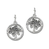 Hammered Filigree Tree of Life Drop Earrings