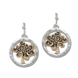 Hammered Filigree Tree of Life Drop Earrings - view 2