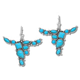 Western Turquoise Steer Head Drop Earrings
