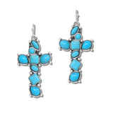 Western Turquoise Stone Cross Drop Earrings