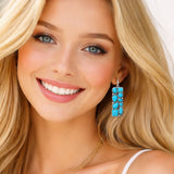 Western Turquoise Rectangular Drop Earrings