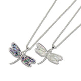 Abalone and MOP Shell Dragonfly Pendant Necklace
