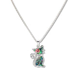 Abalone and MOP Shell CAT Pendant Necklace