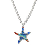 Abstract Enameled Starfish Pendant Necklace - view 2