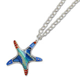 Abstract Enameled Starfish Pendant Necklace