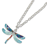 Abstract Enameled Dragonfly Pendant Necklace