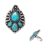 Western Teardrop Turquoise Stone Stretch Ring - view 2