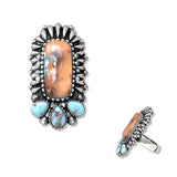 Western Turquoise Stone BAR Stretch Ring