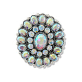 Oversized Turquoise and Crystal Western Concho Stretch Ring - view 2